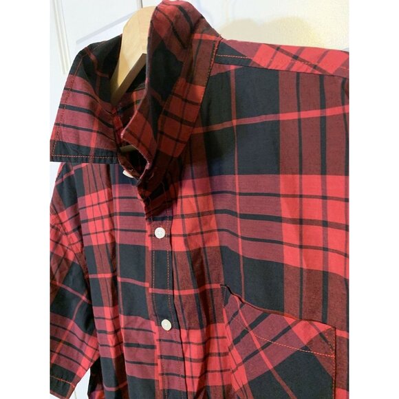 Akademiks Men’s Sz 3XL‎ Plaid Red Button Shirt Pocket - Picture 5 of 8